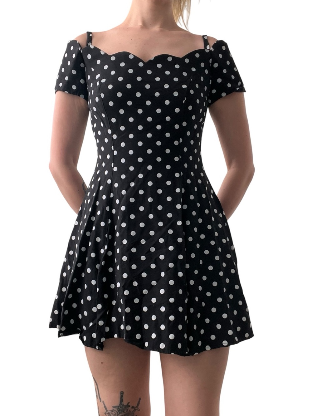 Vintage 90s “By Night” Polkadot Babydoll Mini Dress